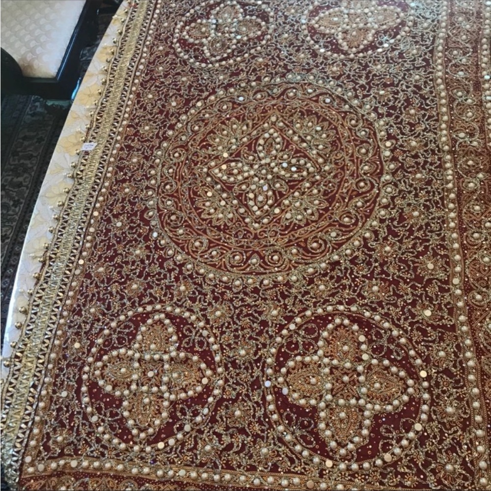 Intricate Red and Gold Embroidered Saree from India